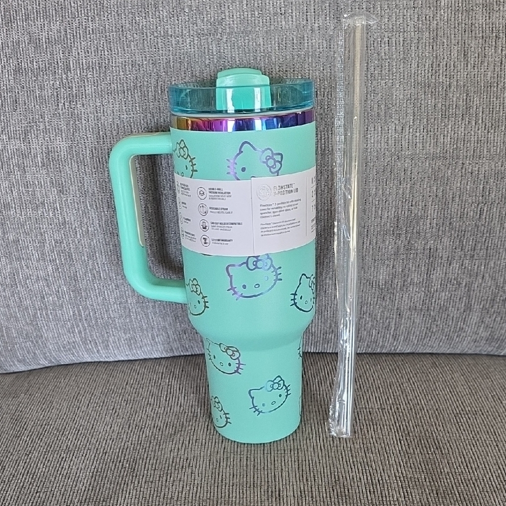 Stanley Mint Green Quencher H2.0 Tumbler, 40oz. With Hello Kitty, New - Picture 9 of 10
